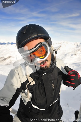 Image of man winter snow ski