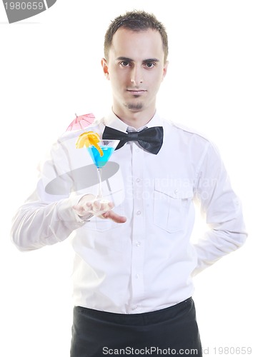 Image of barman portrait isolated on white background