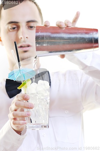 Image of barman portrait isolated on white background