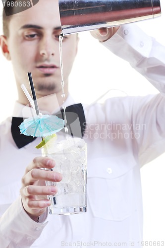 Image of barman portrait isolated on white background