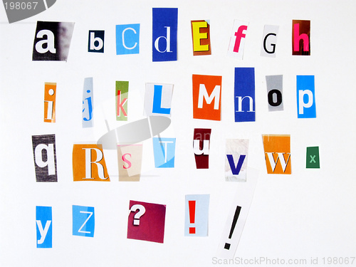 Image of Colorful alphabet made of magazine cuttings