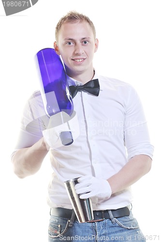 Image of barman portrait isolated on white background