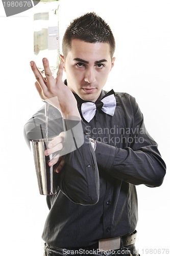 Image of barman portrait isolated on white background