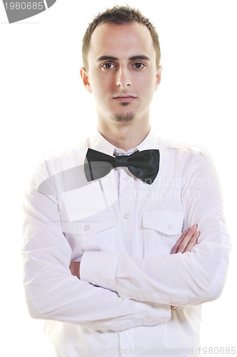 Image of barman portrait isolated on white background