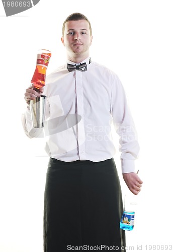 Image of barman portrait isolated on white background