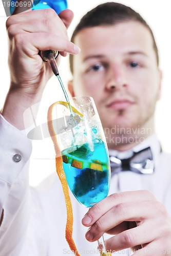 Image of barman portrait isolated on white background