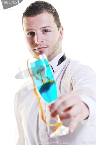 Image of barman portrait isolated on white background