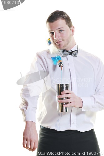 Image of barman portrait isolated on white background