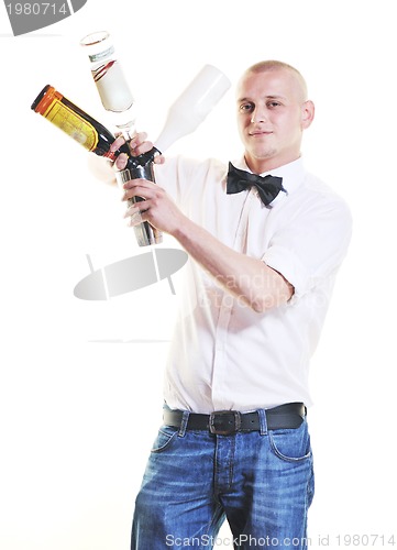 Image of barman portrait isolated on white background