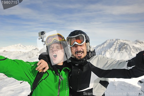 Image of  people group on snow at winter season