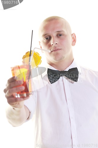 Image of barman portrait isolated on white background