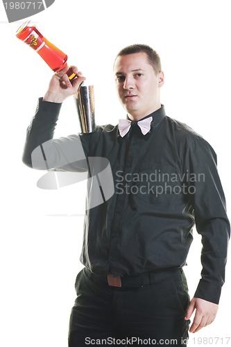 Image of barman portrait isolated on white background