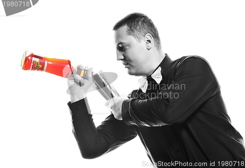 Image of barman portrait isolated on white background