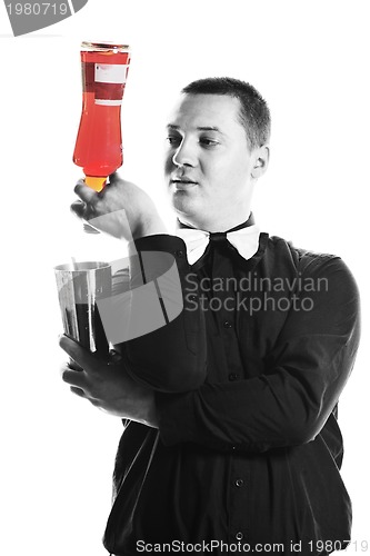 Image of barman portrait isolated on white background