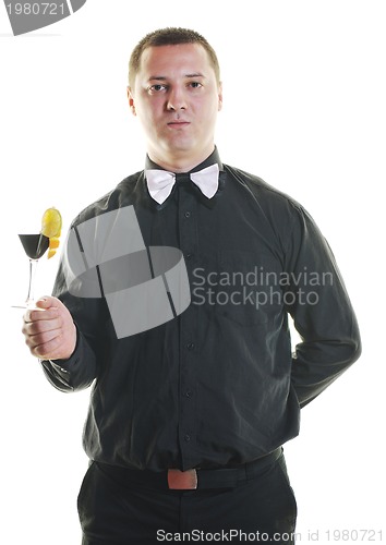 Image of barman portrait isolated on white background