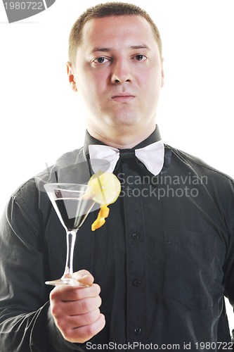 Image of barman portrait isolated on white background