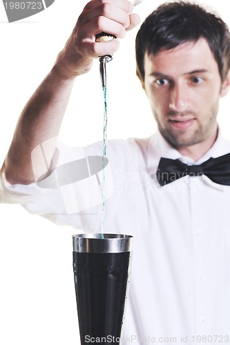 Image of barman portrait isolated on white background