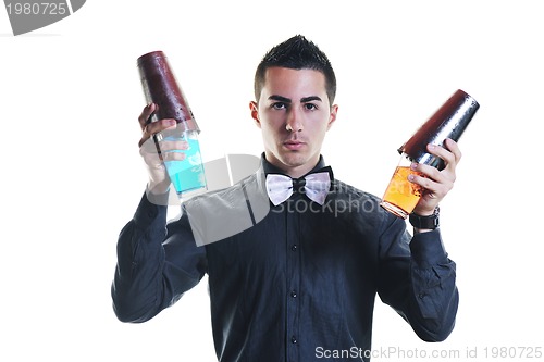 Image of barman portrait isolated on white background