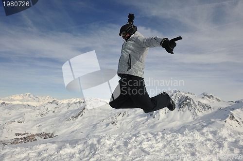 Image of man winter snow ski