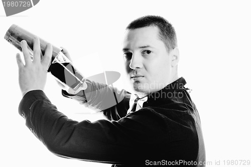 Image of barman portrait isolated on white background