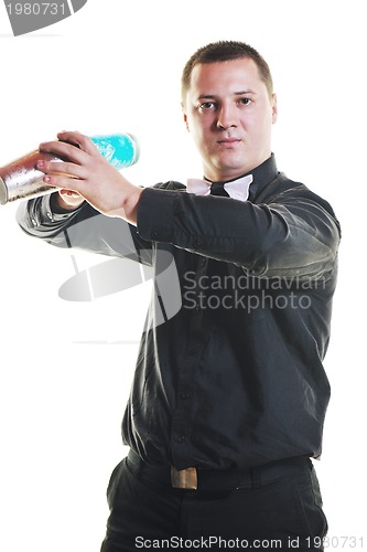 Image of barman portrait isolated on white background