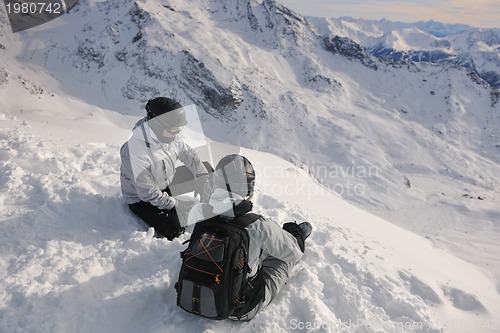 Image of  people group on snow at winter season