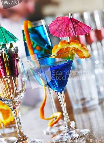 Image of fresh cocktail drink in night bar