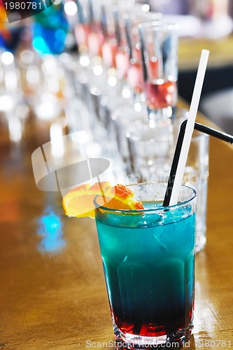 Image of fresh cocktail drink in night bar