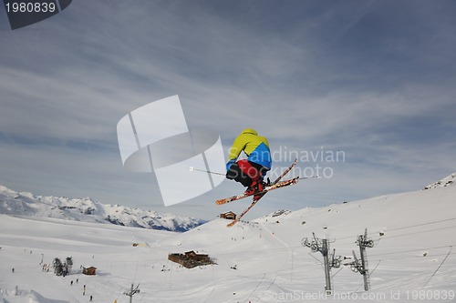 Image of extreme freestyle ski jump