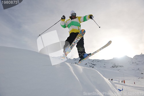 Image of extreme freestyle ski jump