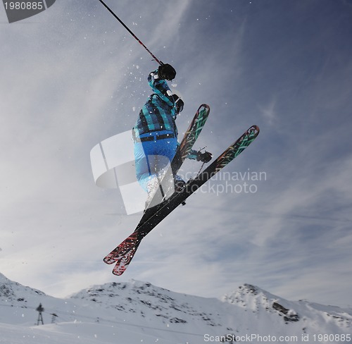 Image of extreme freestyle ski jump