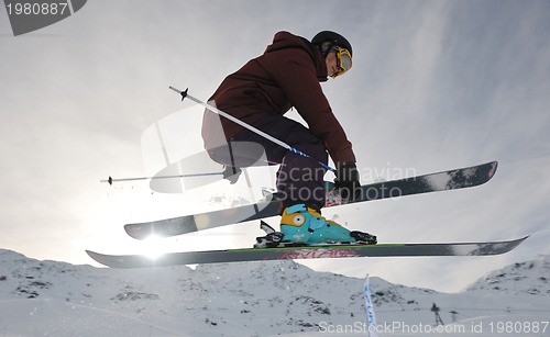 Image of extreme freestyle ski jump