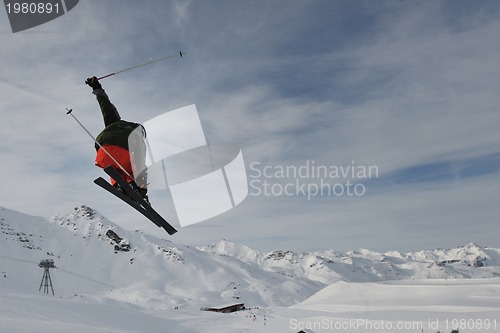 Image of extreme freestyle ski jump