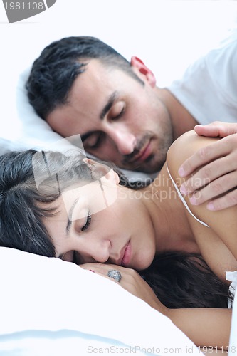 Image of young couple have good time in their bedroom