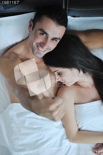 Image of young couple have good time in their bedroom