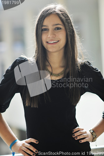 Image of student girl portrait at university campus 