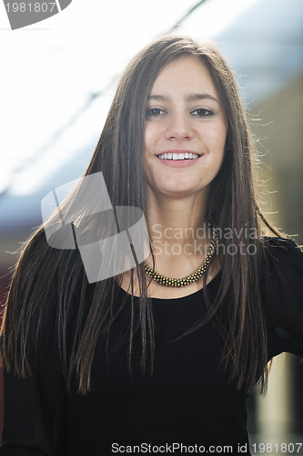 Image of student girl portrait at university campus 