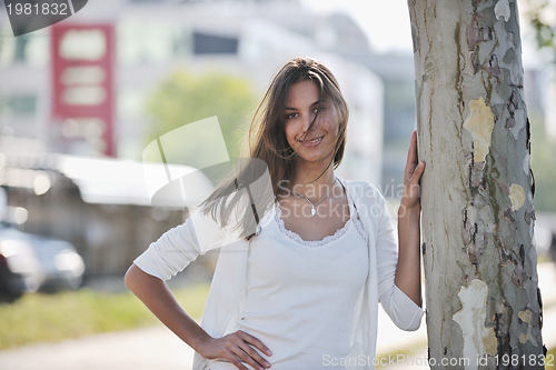 Image of young woman havefun at street 