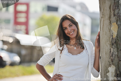 Image of young woman havefun at street 