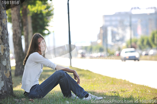 Image of young woman havefun at street 