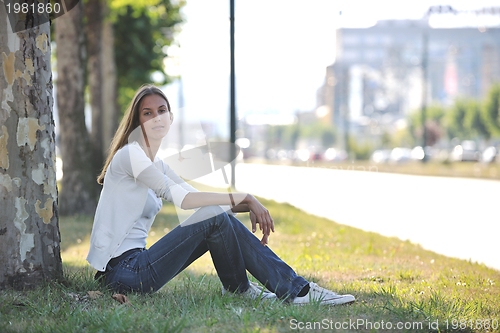 Image of young woman havefun at street 