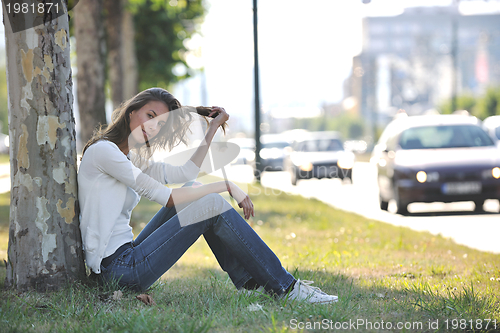 Image of young woman havefun at street 