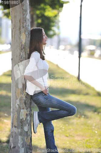 Image of young woman havefun at street 