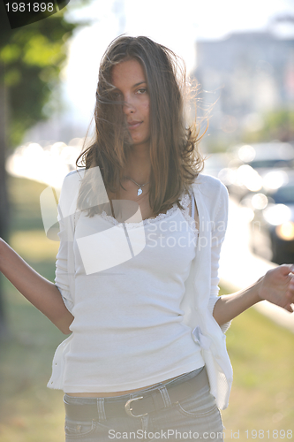 Image of young woman havefun at street 