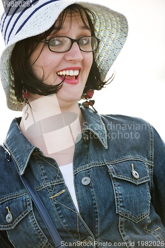 Image of young woman relax  on beach