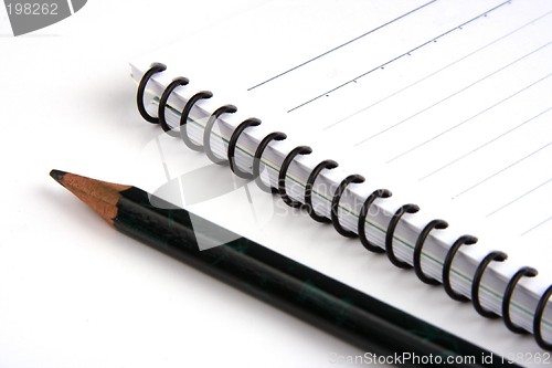 Image of Pencil and note book