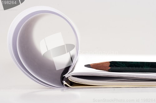 Image of Pencil and note book