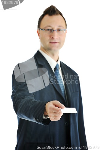 Image of young businessman with empty white cardyoung businessman with em