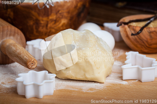 Image of Raw dough with baking ingredients