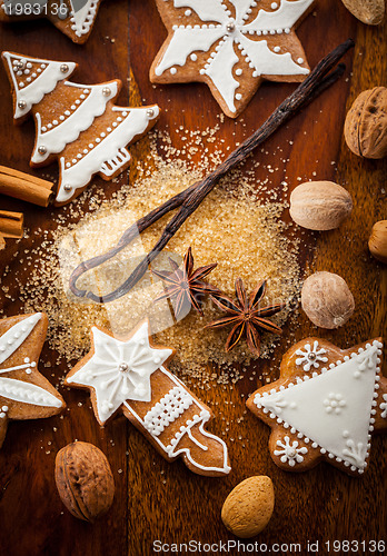 Image of Gingerbread cookies with nuts and spices